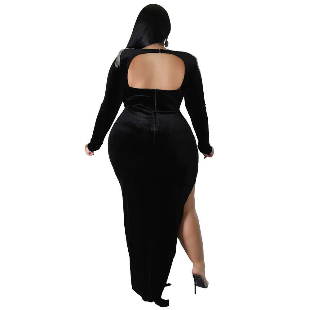 N7711 plus Size Slim-fit Sexy Dress New European American Fashion Elegant Decoration Women's plus Size Dress