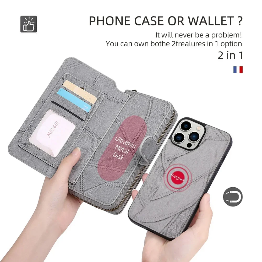 Custodia per telefono portatile in pelle a portafoglio retrò per IPhone 16 15 14 13 12 Mini 11 ProMax XS XR Plus Borsa con slot per schede Custodia magnetica
