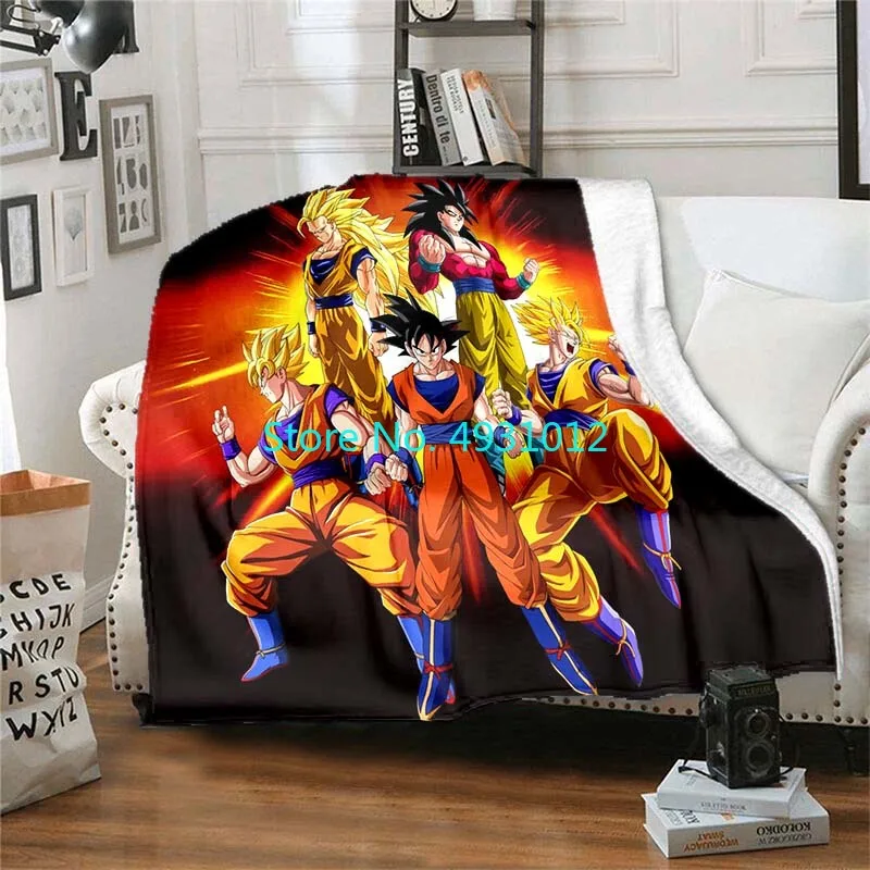 

Одеяло с 3D принтом из аниме «Драконий жемчуг» для мальчиков, 70x100 см, фланелевые 3d-одеяла из шерпы, детский подарок, украшение для дивана и спальни