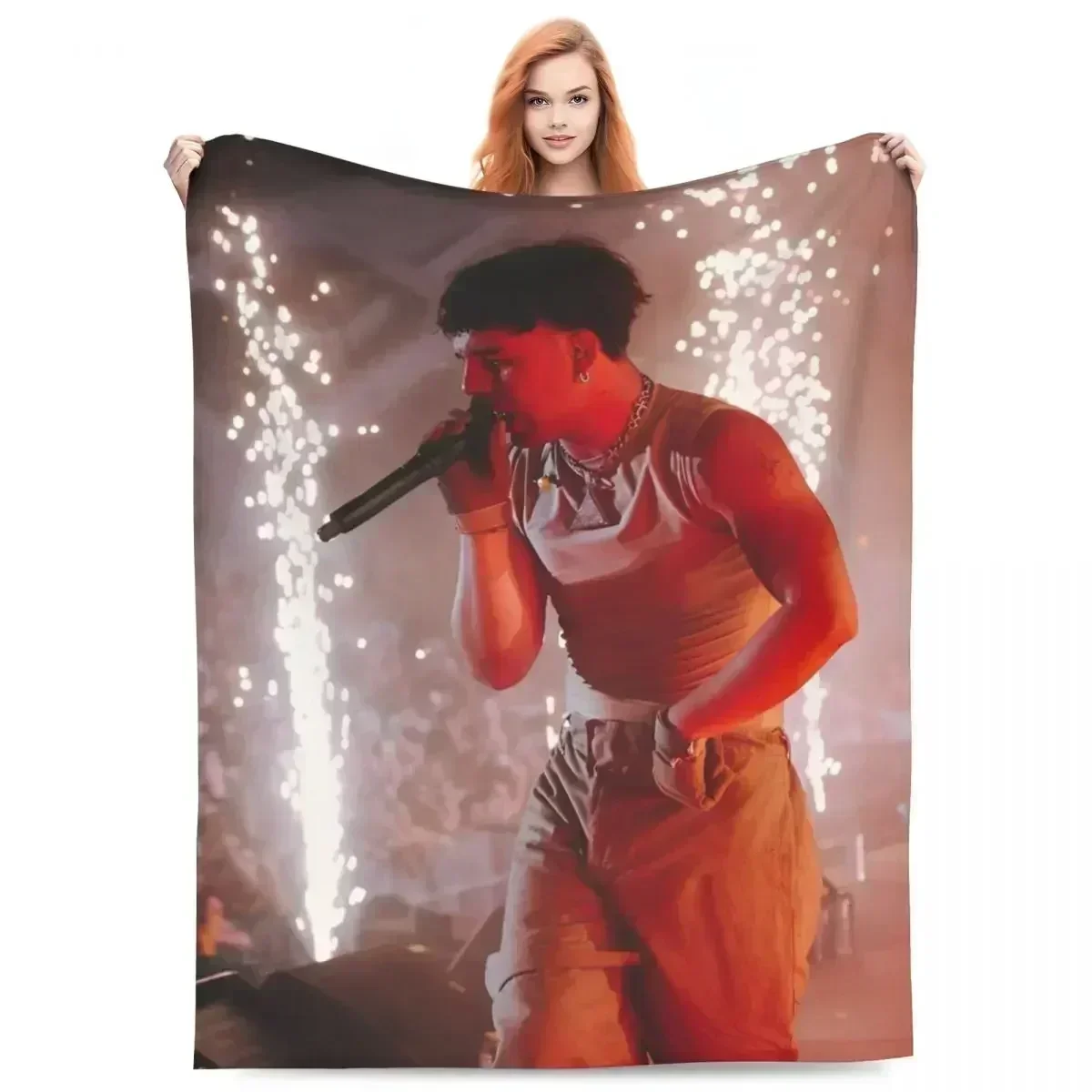 

Singer Quevedo Blankets Reggaeton Latin Pop Latin Trap Plush Novelty Breathable Throw Blankets for Coverlet Spring/Autumn