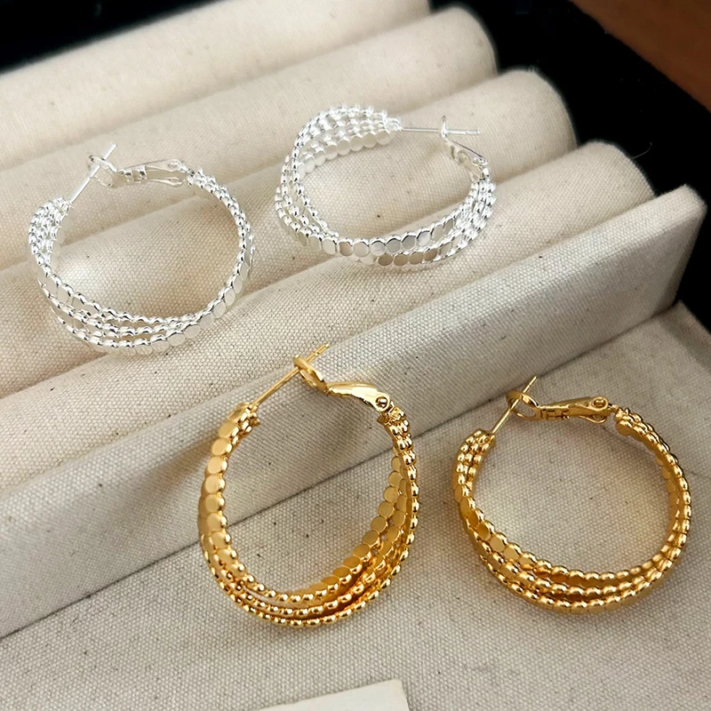 

PONYKISS 925 Sterling Silver 18K Gold Twisted Round Hoop Earrings for Women Trendy Fine Jewelry Personality Accessories