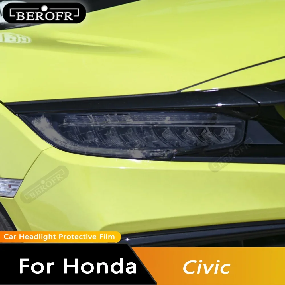 

Для Honda Civic 10 2016-2021 2018 2019 2020 автомобильные аксессуары из ТПУ, капоты для ламп, прозрачная черная пленка для фар, защитная наклейка