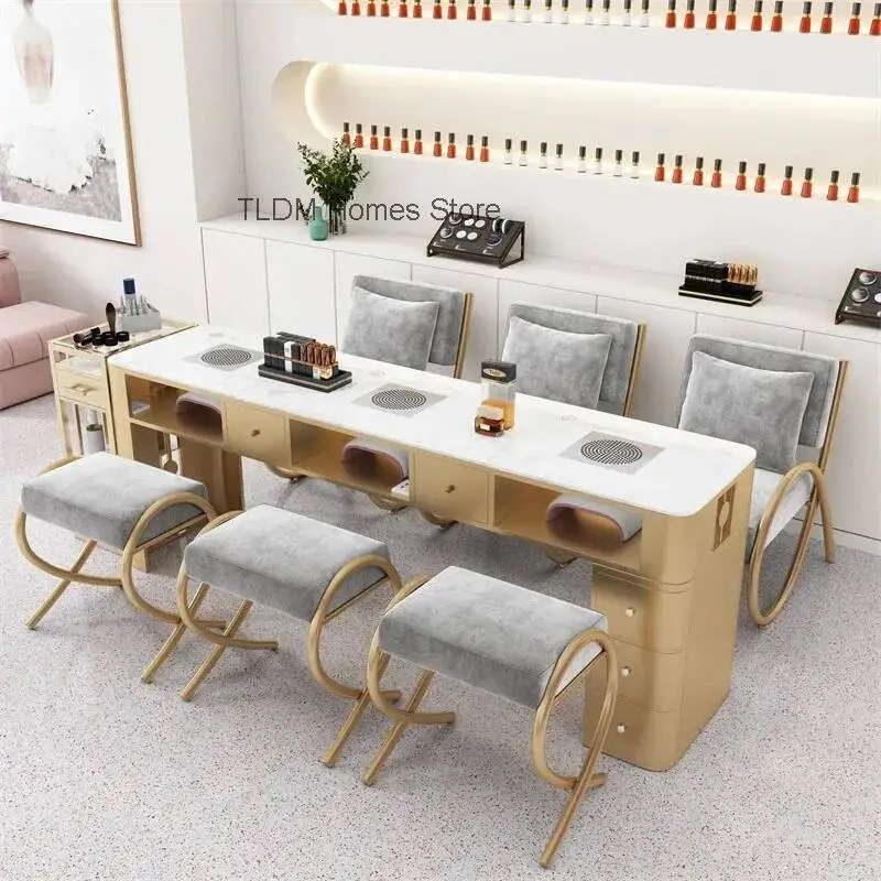 

Nordic Luxury Nail Table Modern Multifunction Vacuum Cleaner Storage Nail Tables Professional Aesthetictable Furniture Mesa FYMT