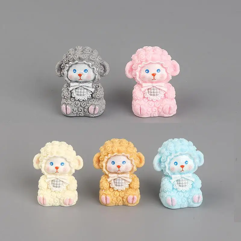 5 Pcs Cute Mini Resin Sheep Figurines Realistic Miniature Animal Ornaments for Home Desktop Fairy Garden Gifts
