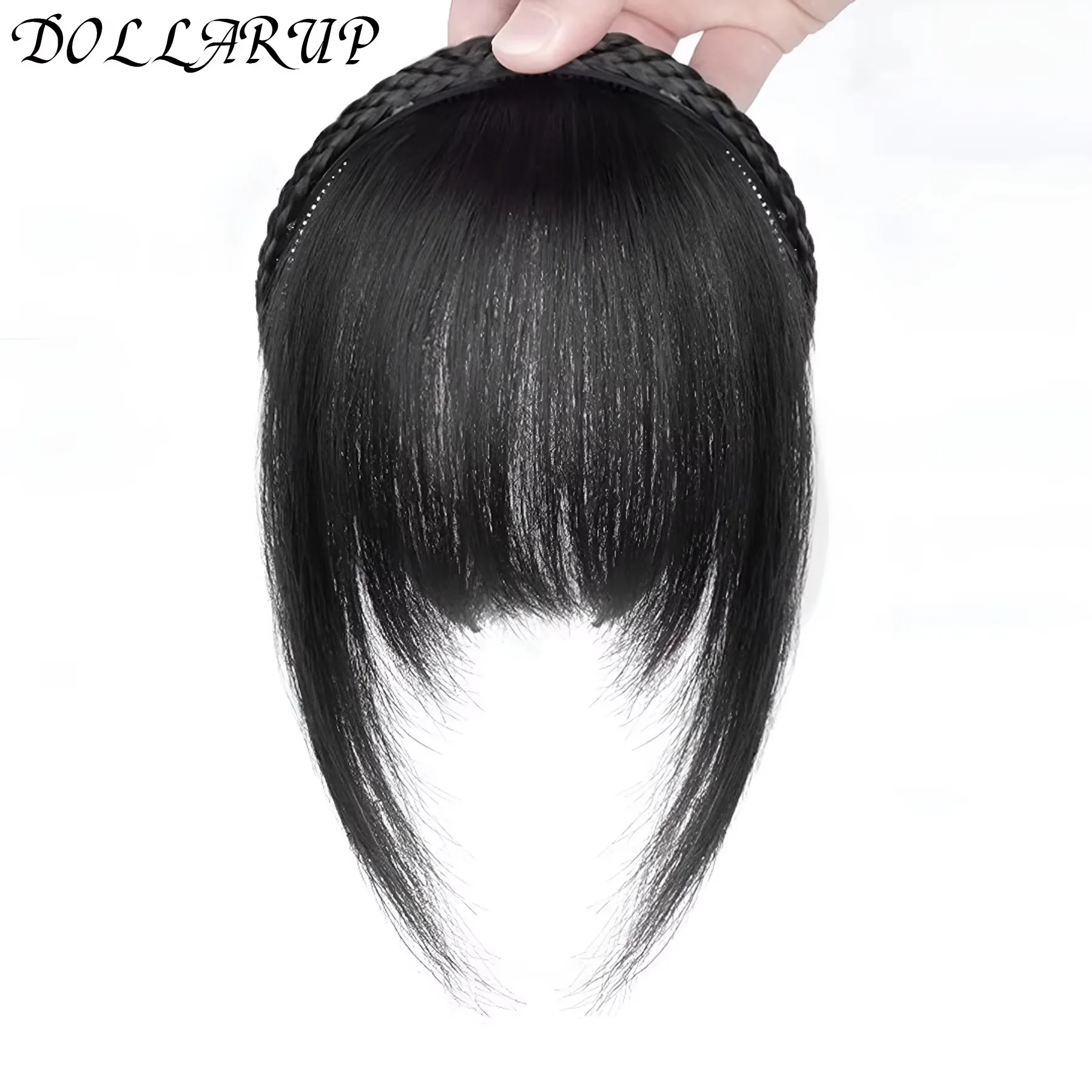 JKL Synthetic Hair Band With Headbangs Extensions Natural Fringe Bang Hairbands Women Fake One Piece Straight Hairpiece Head
