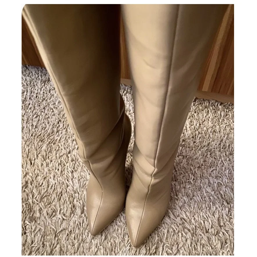 

Solid Over Knee High Zipper Boots Thin High Heel Pointed Toe Fashion Sexy Cool 2025 Summer Big Size Woman Shoes Zapatillas Mujer