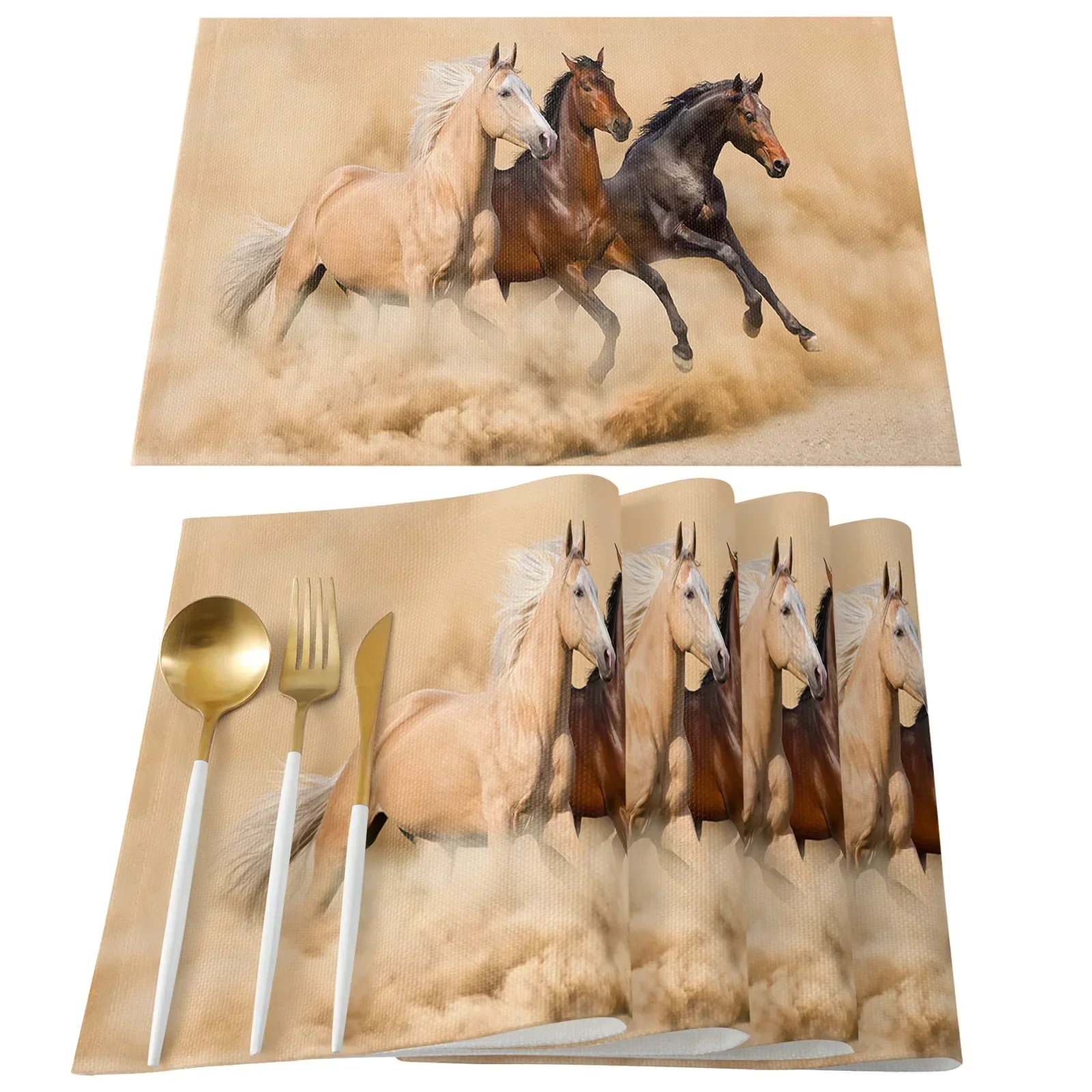 Placemat Horse Indian Feather Kitchen  Easter Coffee Dining Table Mats Coaster Pad