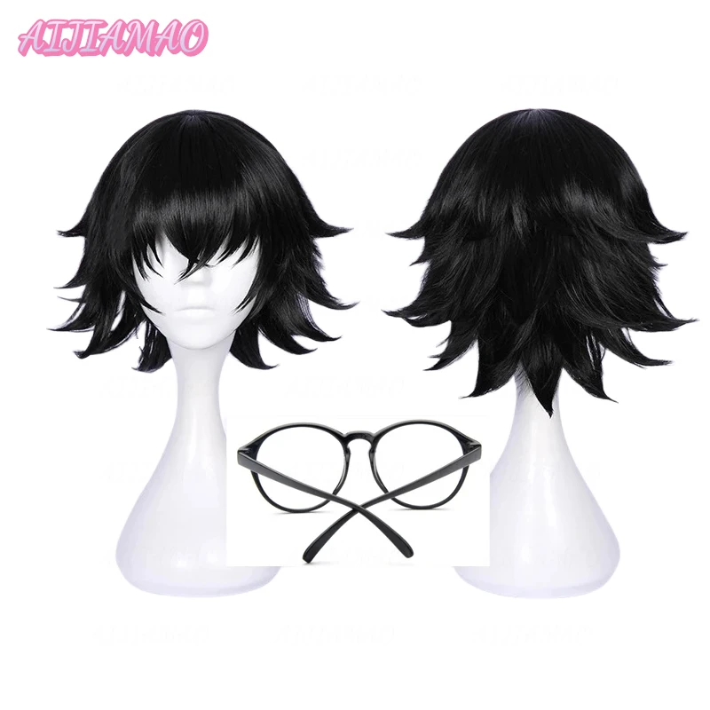 Shizuku Murasaki Wig Anime  Short Black Heat Resistant Synthetic Hair Wigs + Wig Cap + Glasses