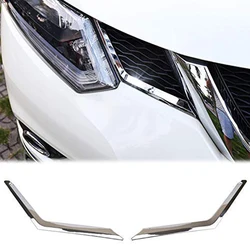 2Pcs Chrome Front Mesh Grille Grill Head Light Cover Trim for Nissan Rogue X-Trail T32 2014 2015 2016