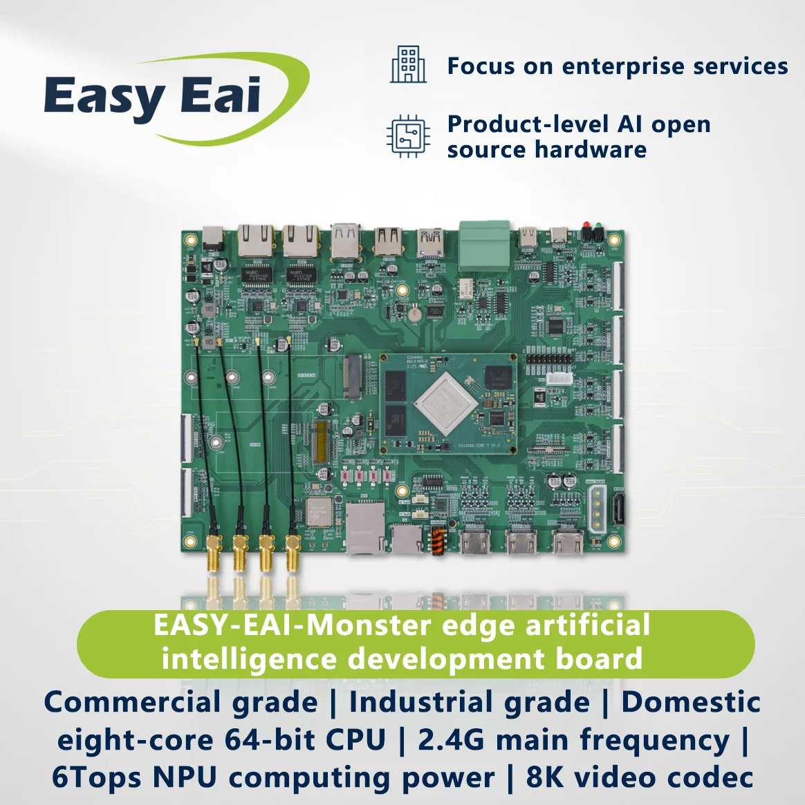 Rockchip RK3588 Development Boards EASY EAI Monster LPDDR4X 8G RAM 32G eMMC  M.2 PCIE Octa-Core 64-Bit CPU