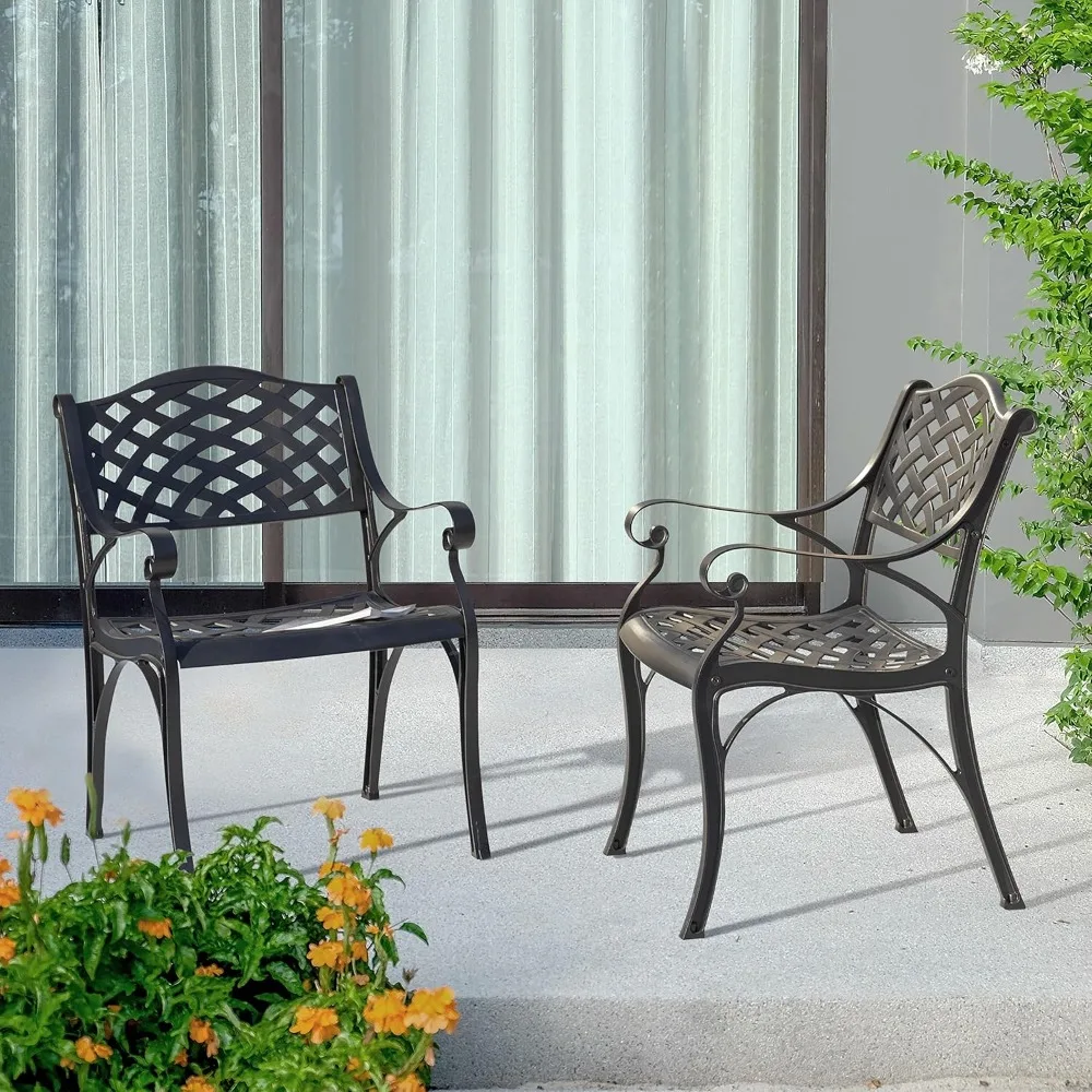 

Patio Dining Chairs Set of 2, Aluminum Outdoor Indoor Patio Chairs with Arms for Garden, Backyard, Porch