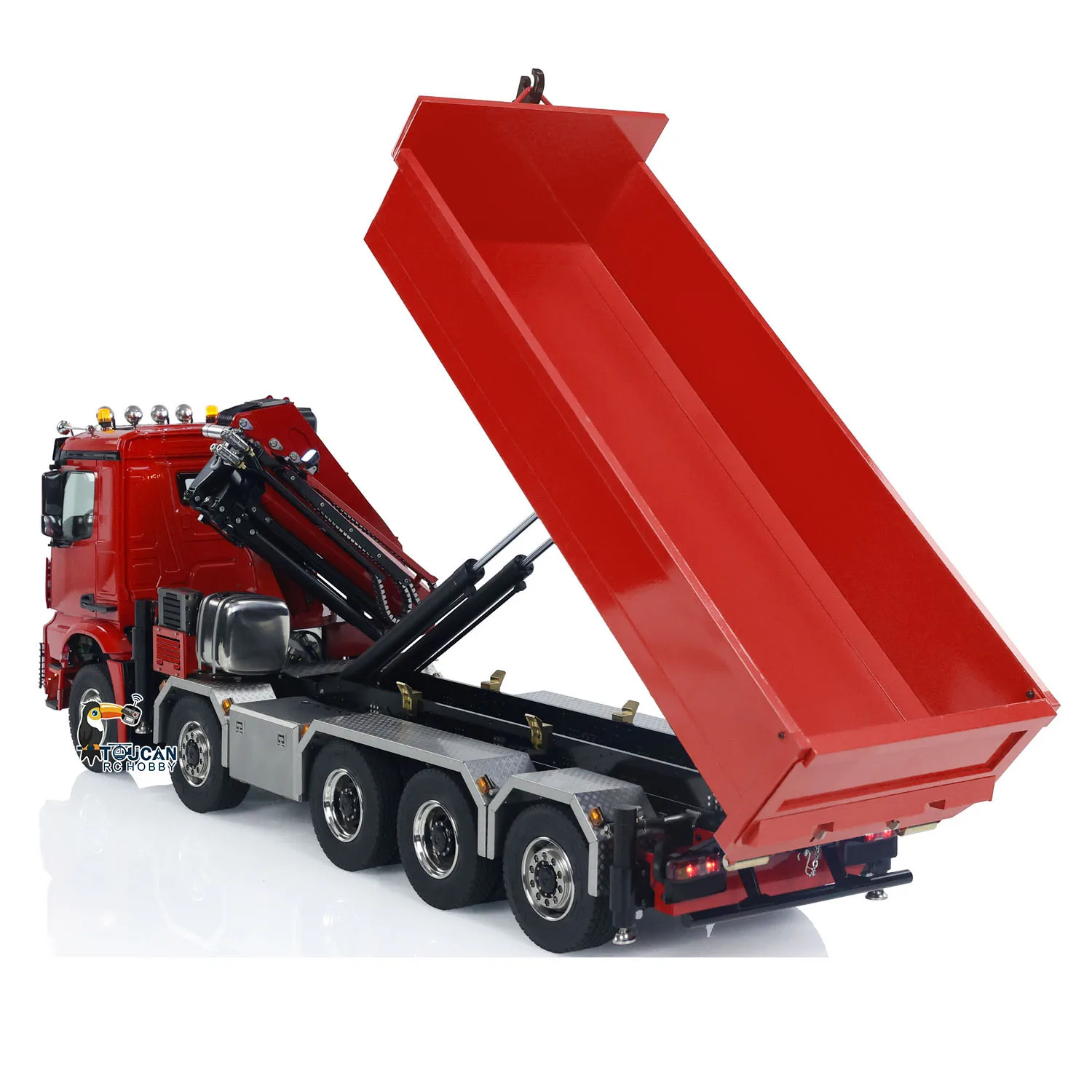 1/14 RC رافعة هيدروليكية شاحنة قلابة 10x10 كامل شاحنة قلابة سيارة المحور الخلفي رفع #5