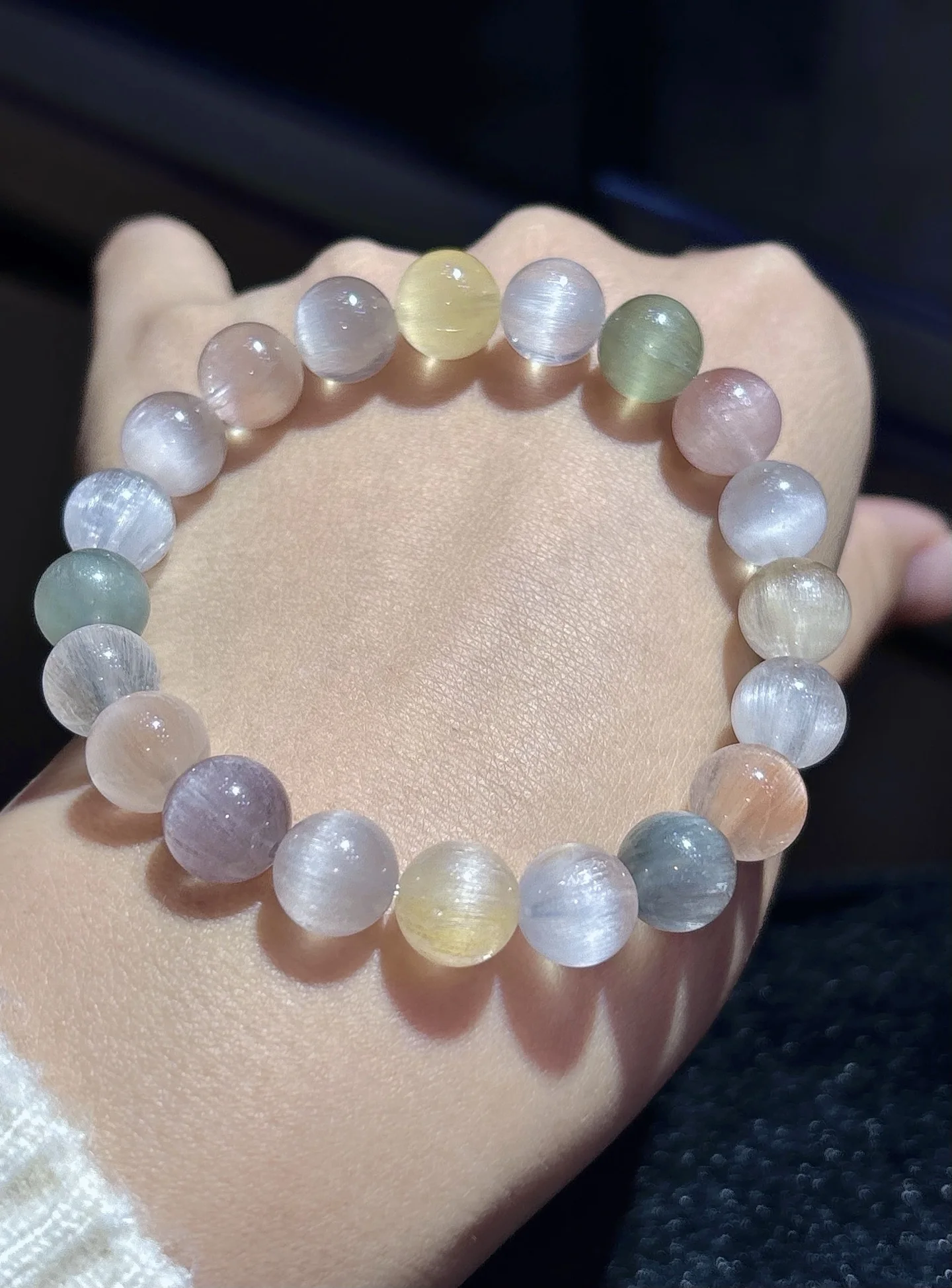 Natural Colorful Rutilated Quartz Bracelet 9.8mm SIlver Copper Gold Rutilated Crystal Clear Round Beads Women Man Bracelet AAAAA
