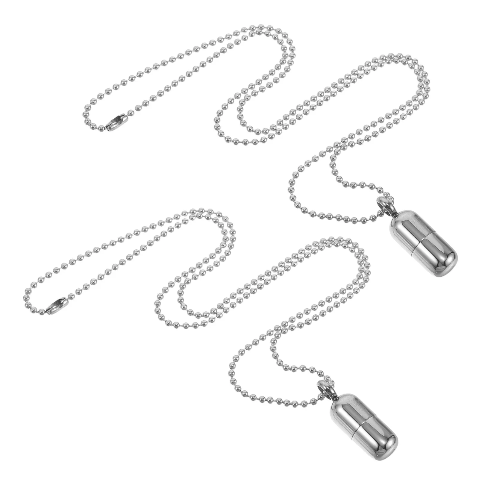 2pcs Titanium Pill Holder Necklace Mini Refillable Bottle Pendant Openable Vial Jewelry for Perfume Keepsake Message Present