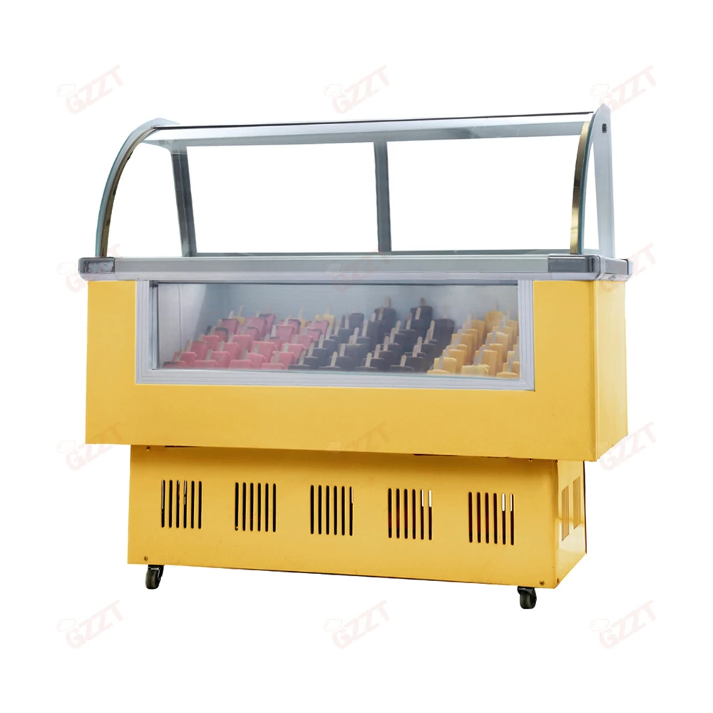 

Factory Directly Cooling 10 12 14 Trays 6 8 10 Round Barrels Gelato Ice Cream Display Showcase Freezer Popsicle Refrigerator