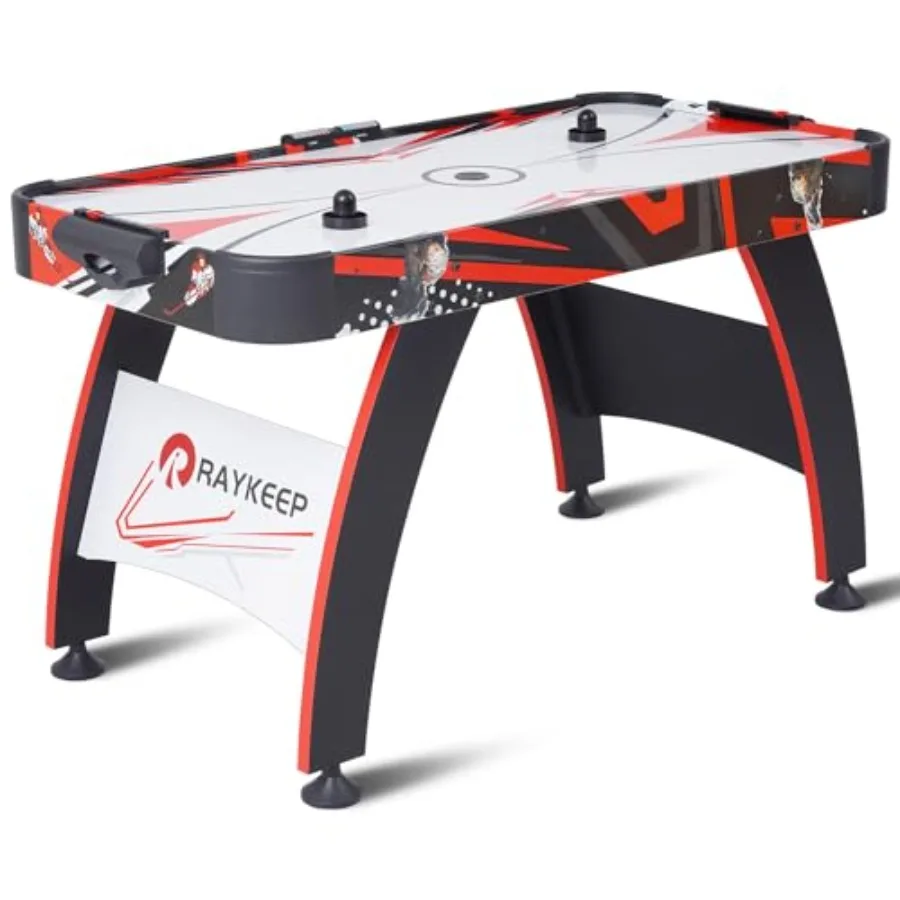 

58 Air Hockey Table Indoor Arcade Game with 2 Pucks 2 Pushers LED Scoreboard 12V Motor Red and Black High-Speed Smooth Play Per