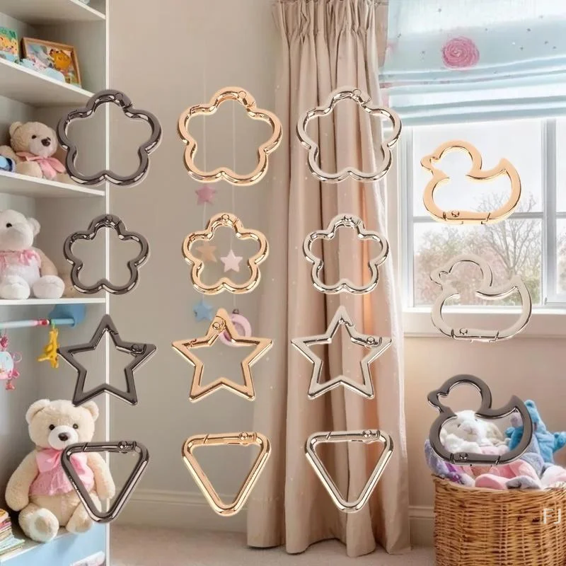 [YU] 5 قطعة نجمة بطة زهرة شكل الربيع حلقة مفتوحة مشبك حلقة تسلق مشبك خاطف لحقيبة جلدية حقيبة يد حزام حزام موصل