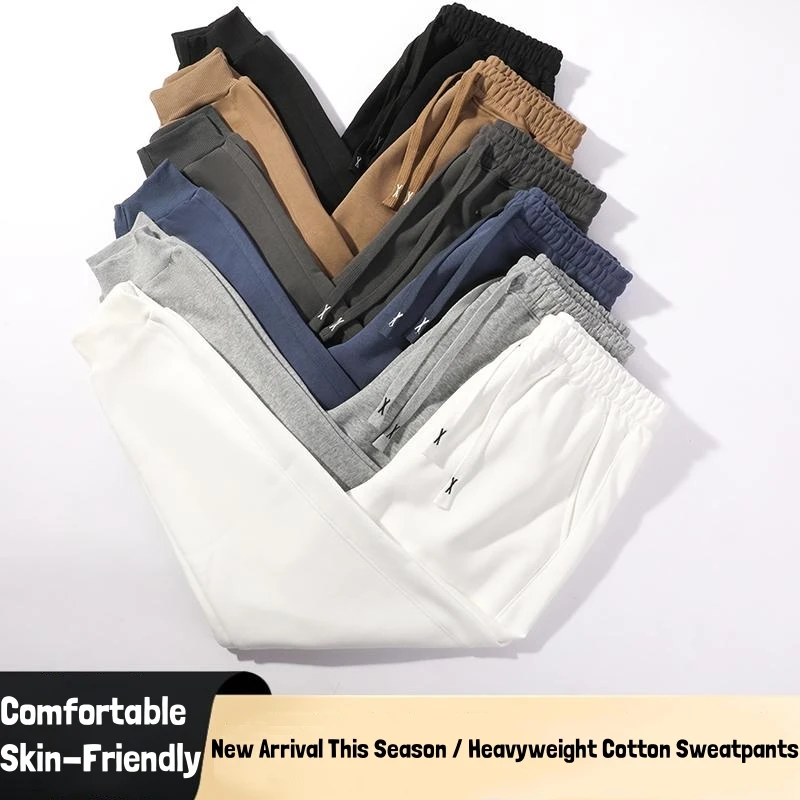 2026 Men Spring Autumn High Quality Cotton Sweatpants Casual Drawstring Pockets Trousers Oversize Sweatpants Joggers For Unisex