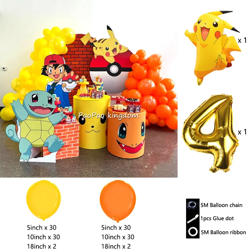 Liebliches Pikachu-Themen-Ballon-Dekorationsset Cartoon-Folienballons Blitzballon-Set Kindergeburtstags-Party-Deko-Zubehör – Detail 40