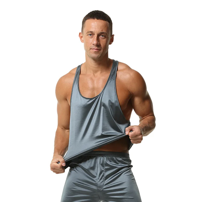 Solid Color Racerback Tank Top for men Breathable Sleeveless Gym Workout Shirt, Loose Muscle Fitness Vest (Pants Not Included)