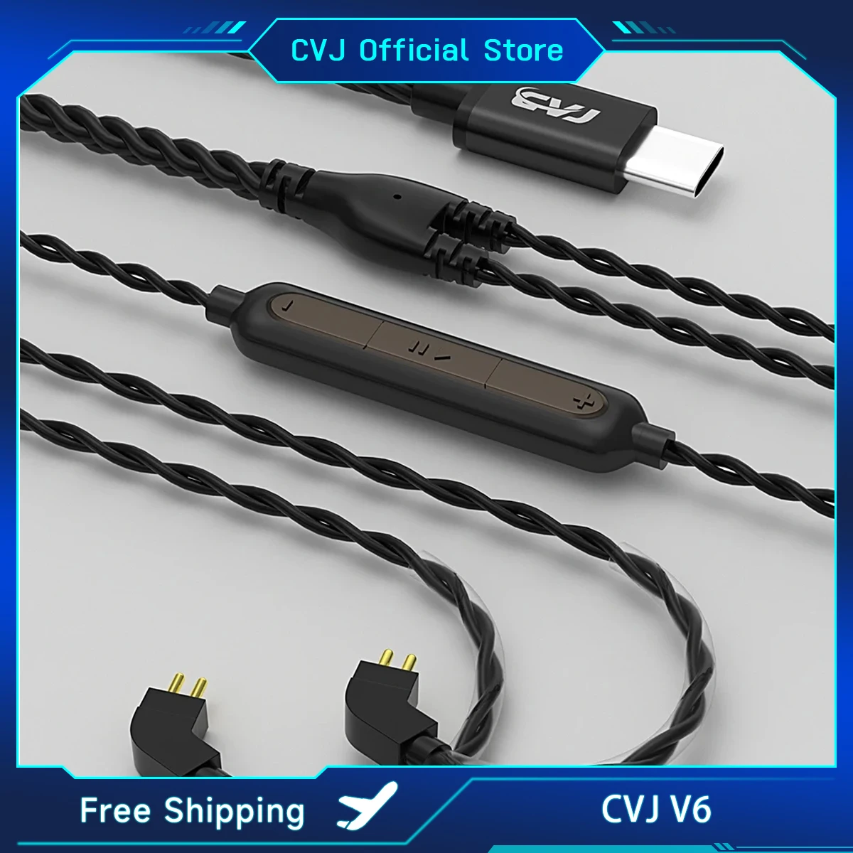 CVJ-V6 TYPE C Earphone Cable HD DAC Lossless High Fidelity Upgrade Headset Earburds 0.75MM 0.78MM 2 Pin With Mic For TRN CCA CSK