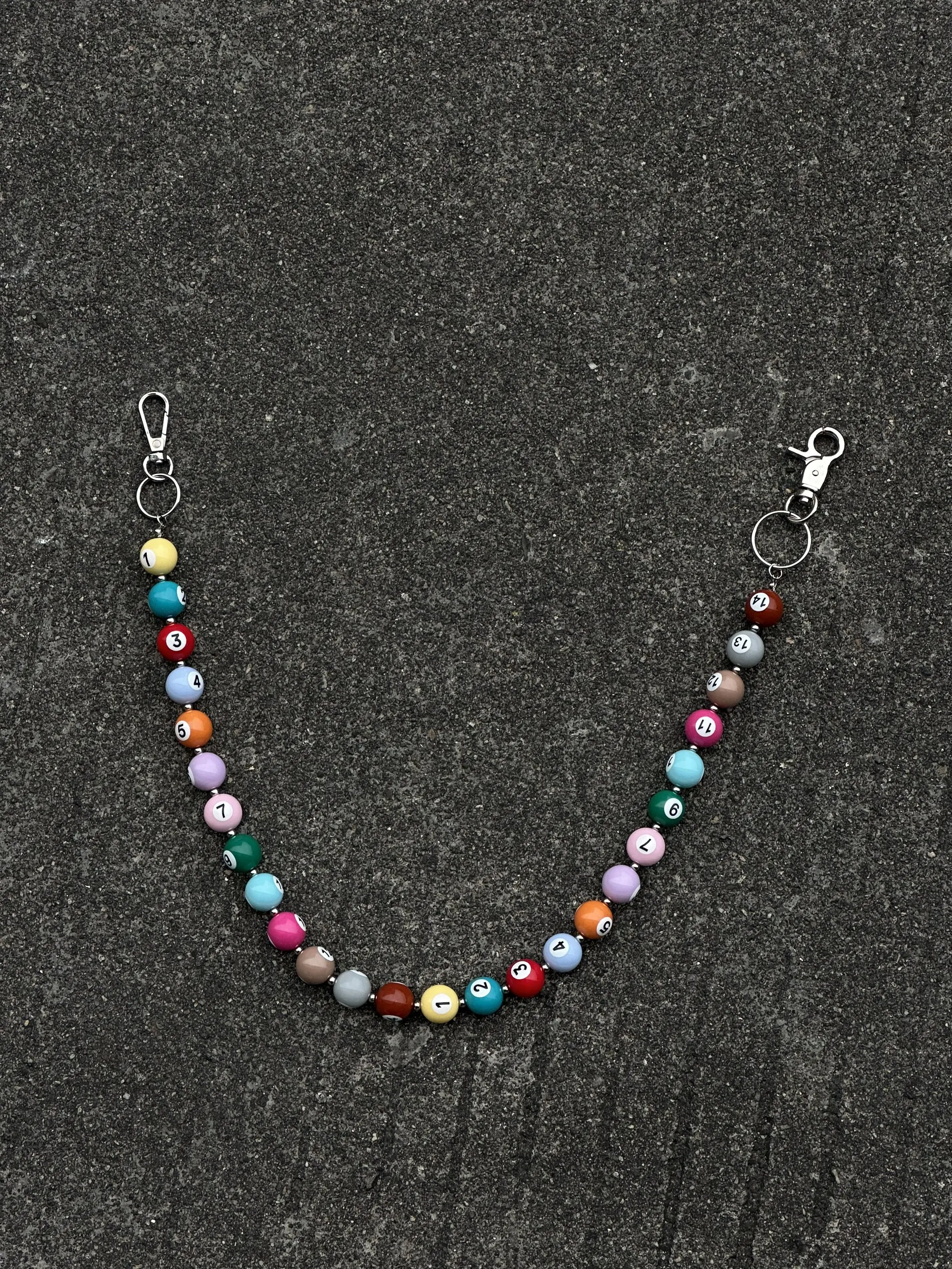 Punk Style Billiards Keychain Pants Chain Color Digital Beaded Men's Pants Chain Y2K Punk Hip Hop Accessories