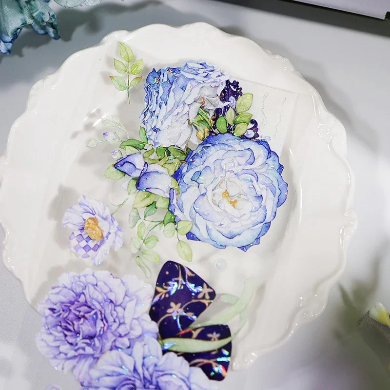 5Meter Paarse Bloem Ziyan Glanzende Pet Tape