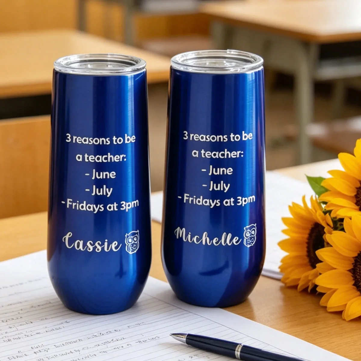 Personalized Stemless Champagne Tumbler, 6 Oz Insulated Flute Tumbler, Double Insulated Unbreakable Glasses for Friends Birthday