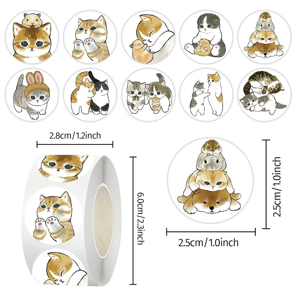 50-500 stks Cartoon Leuke Kat Dieren Stickers Kids Decoratie Beloning DIY Stickers Plakboek Skateboard Afdichting Label Briefpapier