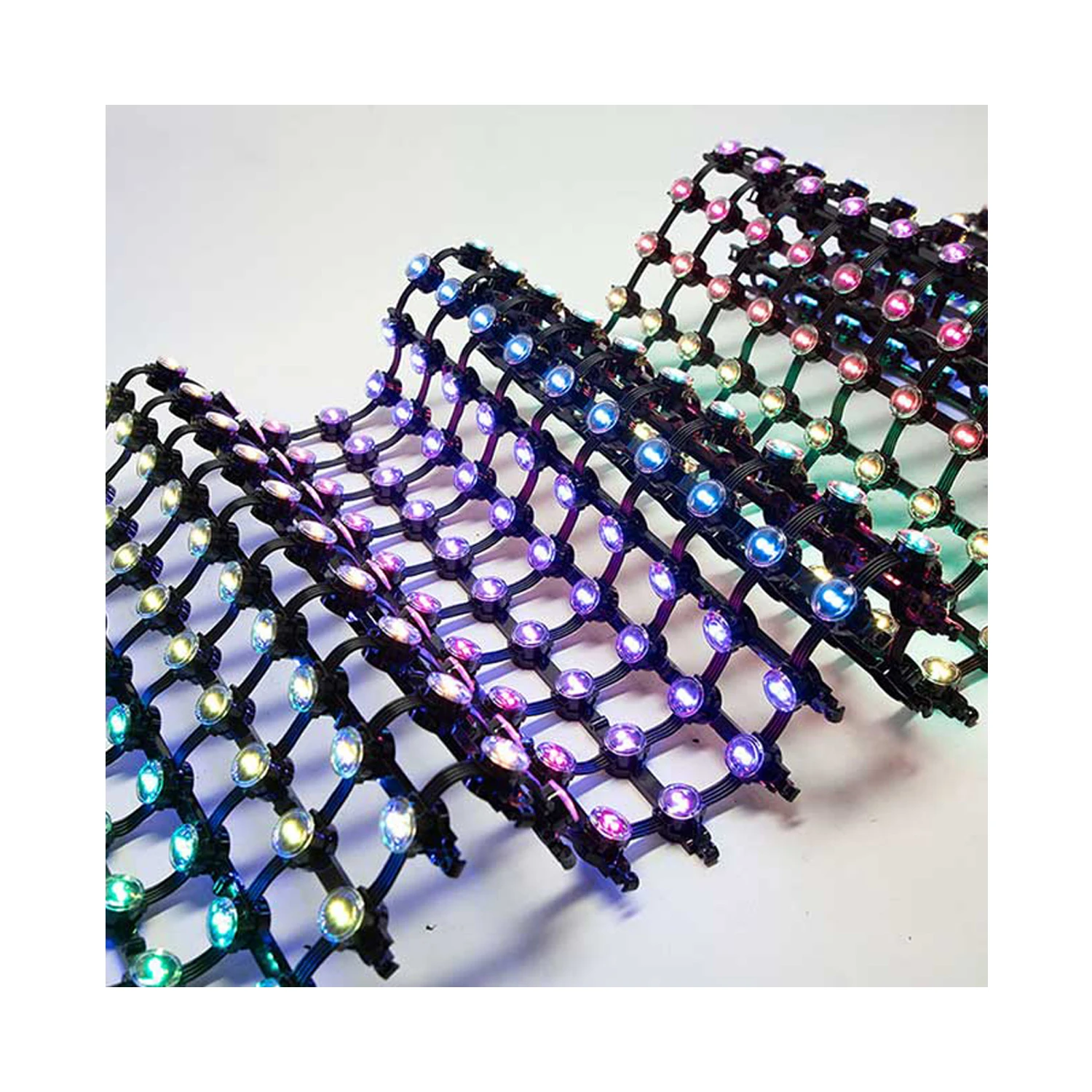 Pixel grid led screen P50 full color flexible transparent roll up LED grid screen P62.5 outdoor wind resistance