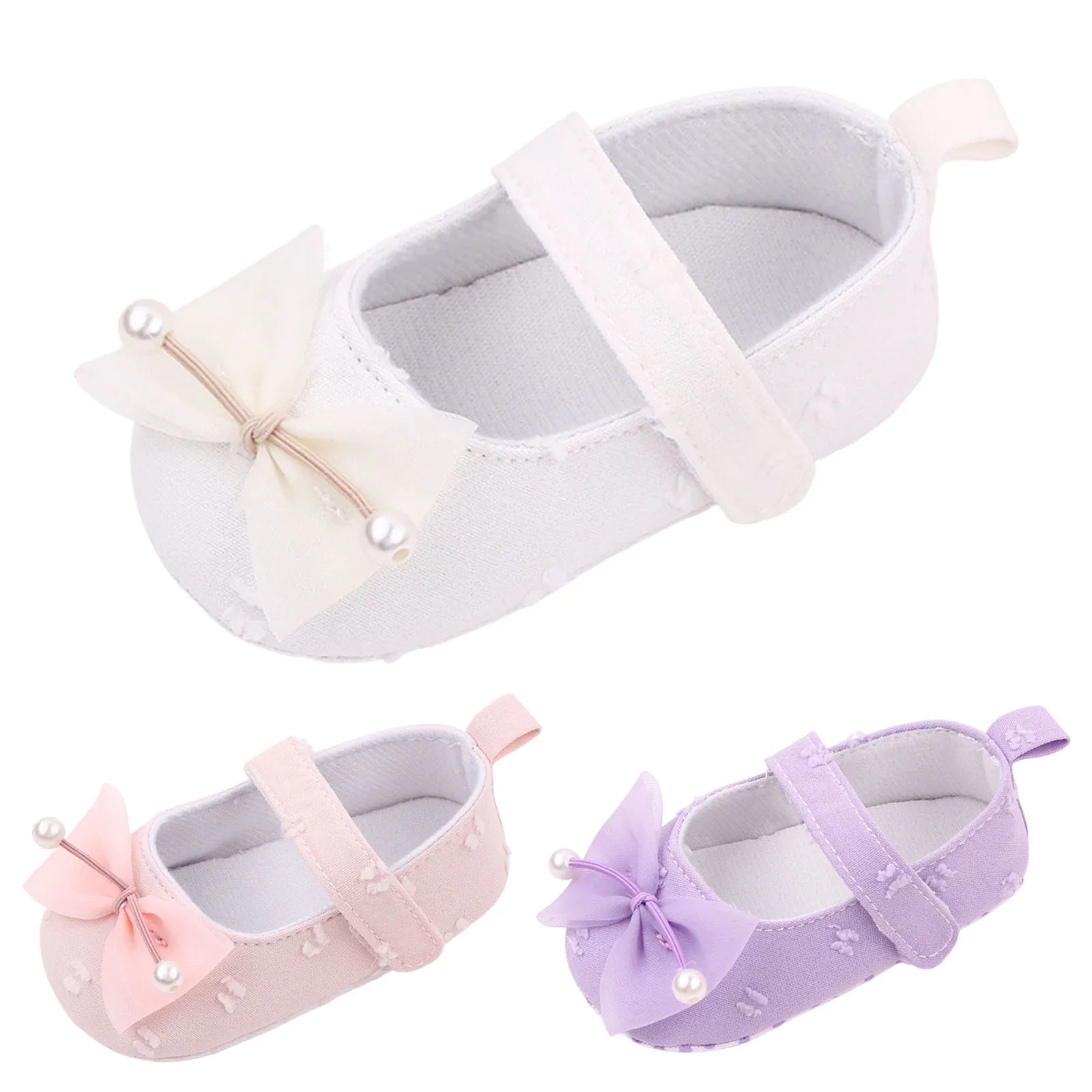 

Bowknot Pearl Princess Shoes Summer Infant Girl Toddler Shoes Lightweight Soft First Walkers Flat Bottom Solid Color Party Shoes