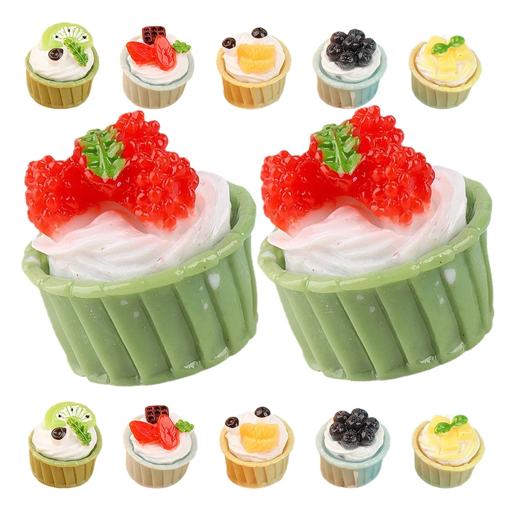 12 Pcs Simulation Cake Artificial Small Delicate Models Fake Desserts DIY Accessories Resin Lifelike Cakes
