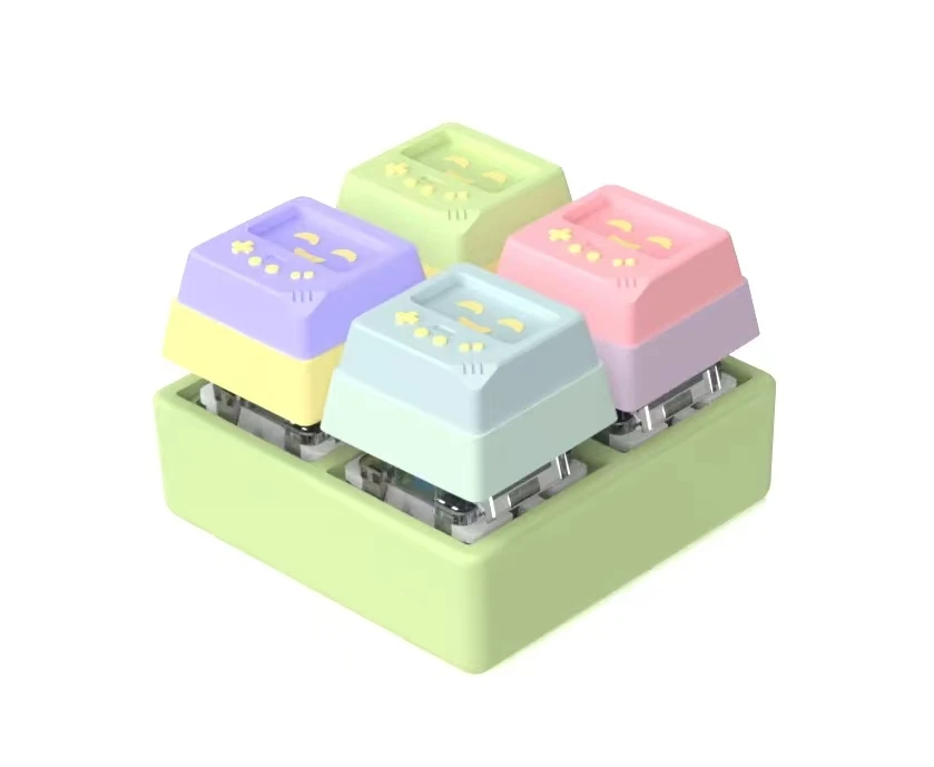 4 Tasten Fingerknopf Anti-Stress-Spielzeug Mechanische Tastatur Tastenkappen Büro Dekompression Beruhigender Schlüsselbund Geschenke für Kinder Erwachsene
