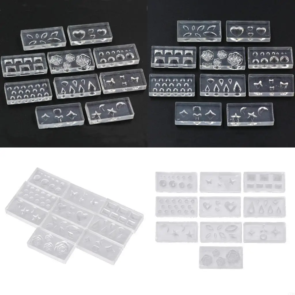 10Pcs Beauty Art Resin Casting Molds Silicone Manicure DIY Template Craft