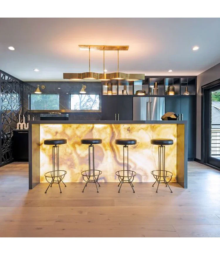 gs-Backlighting Contemporary Onyx  Design Solid Surface Wine bar Counter Design