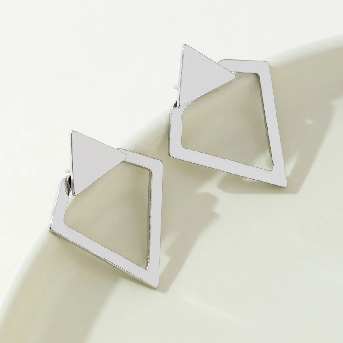 Women's Minimalist Double-Layer Rhomboid Triangle Stud Earrings, Gift