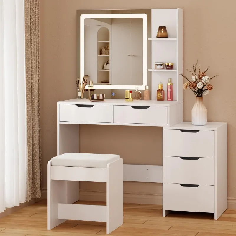 Makeup Vanity Desk with Mirror and Lights, 43.5