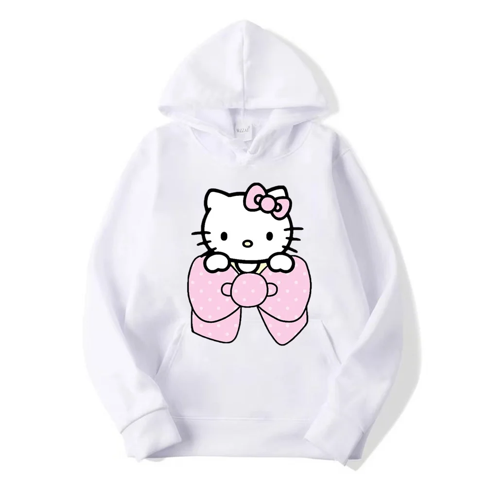 Moletom anime Hello Kitty feminino e masculino, pulôver kawaii rosa, com capuz grande, casual, nova moda, primavera, outono, 2022