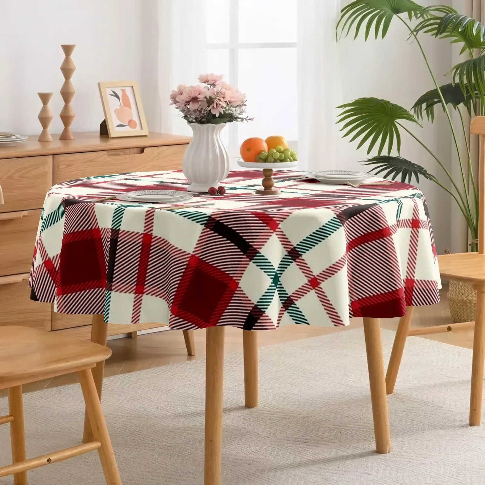 1 PC Red Check Pattern {2D Fingerprint Printing} Printed Tablecloth, Party Tablecloth for Festivalszyc