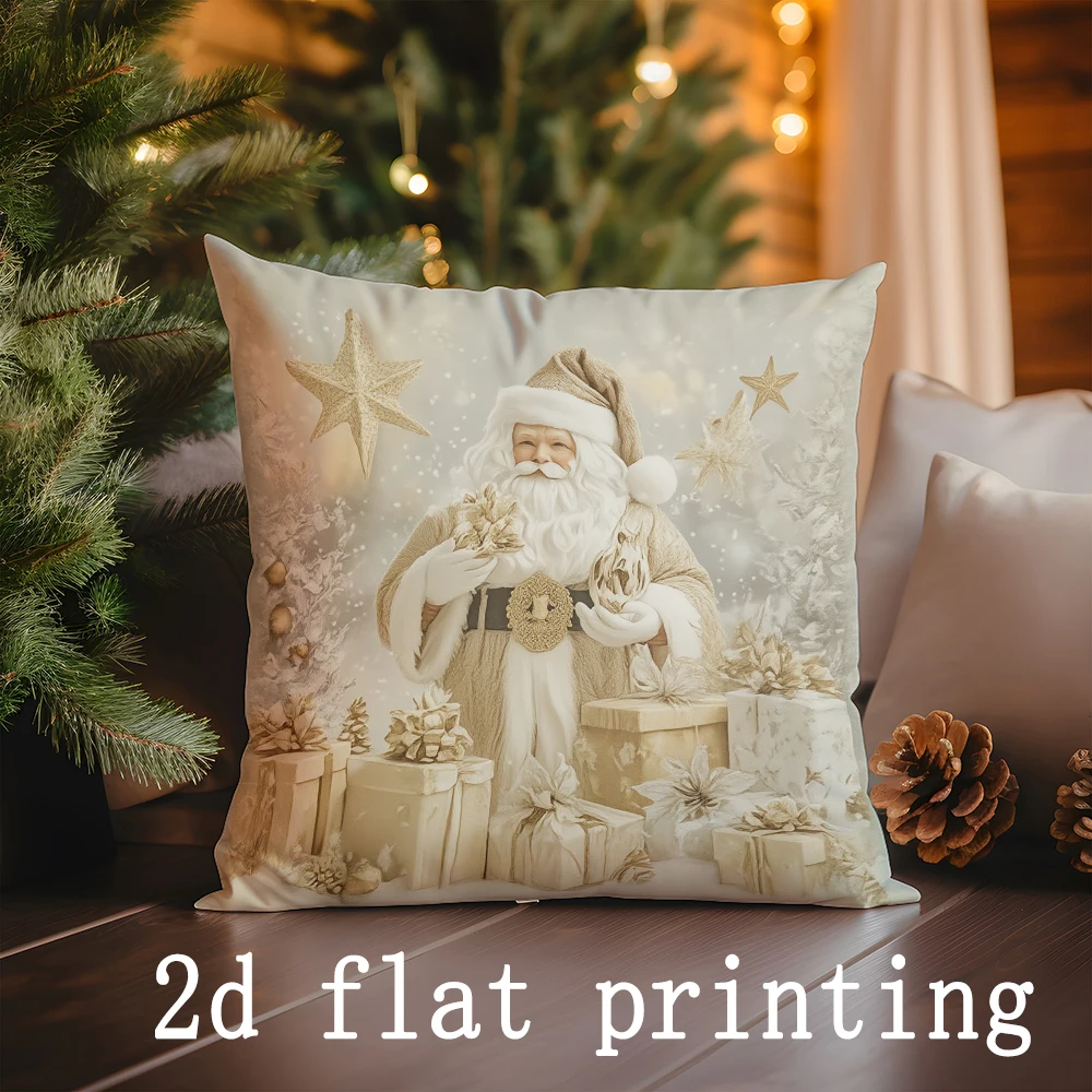 Home Decor Christmas-themed Cushion Covers with Festive Designs Pattern Cushion Cover Suitable for Sofa Bedroom Car Pillow Cover