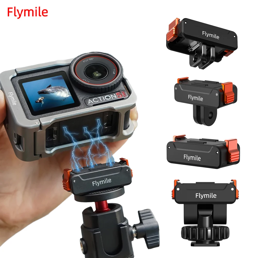 

Flymile Magnetic Quick Release Adapter Base for DJI Action 5 Pro/Action 4/3/Osmo 360 Camera Accessories Extension Bracket Base