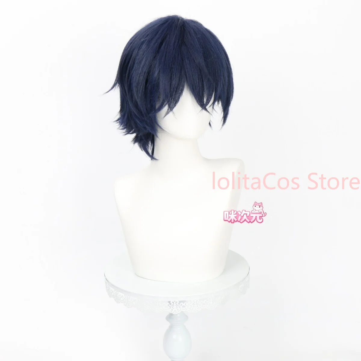 Genshin Impact Valeriy Cosplay Wig Special Dark Blue Short Hair Comic Con Props Role Play Cosplayer Gift Halloween Party view 5