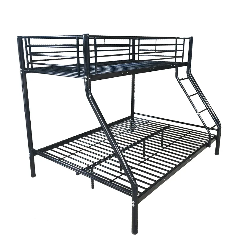 Wholesale Industrial Metal Frame Iron Loft Bed Double Queen Full Size Bunk Bed with Single Bed or Desk for Hotels and Bedrooms