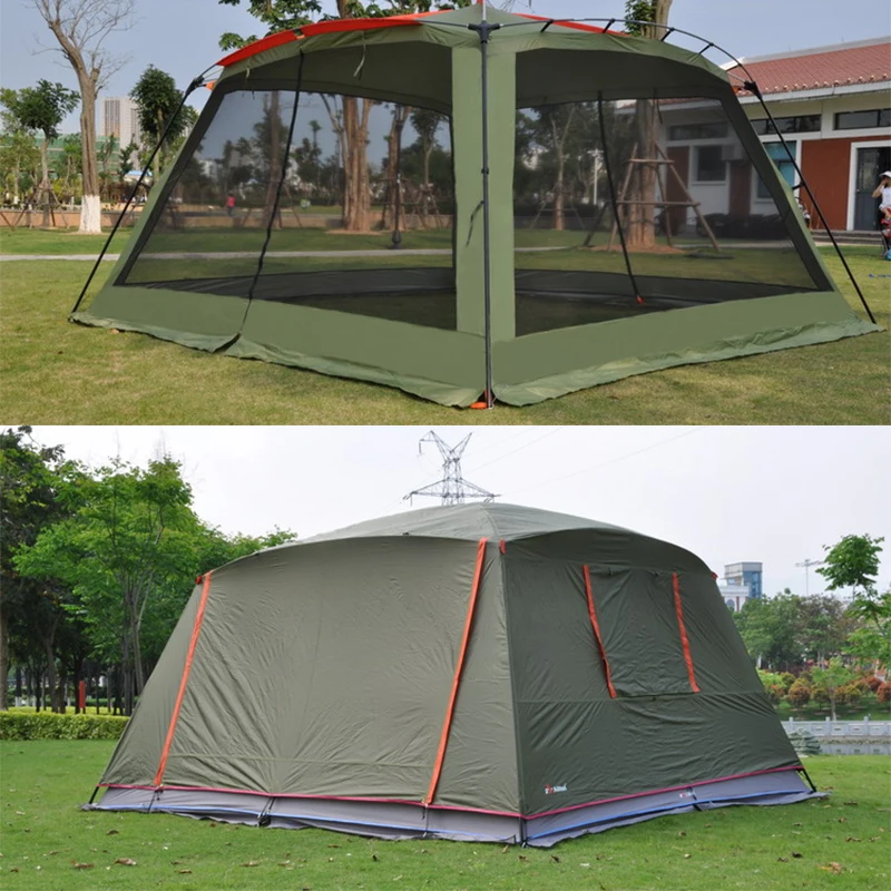 Imagem -03 - Double Layer Waterproof Windproof Camping Tent Family Party Tent Grande Gazebo Barraca 58 Pessoa