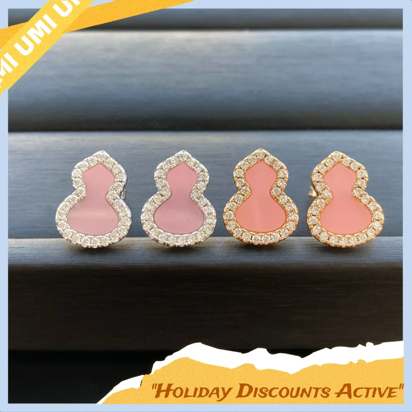 

Classic Fashion S925 Pink Shell Gourd Earrings Romantic Luxury Party Essential Jewelry for Workplace - Holiday Gift