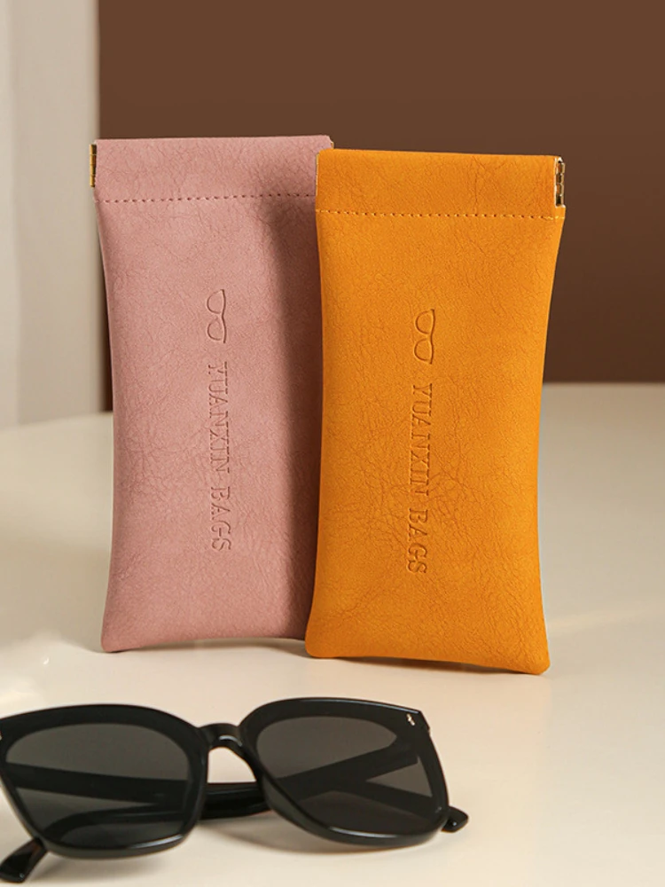 Fashion Soft Leather Reading Glasses Bag Case Waterproof Solid Sun Glasses Pouch Simple Eyewear Storage Bags Eyewear Accessories