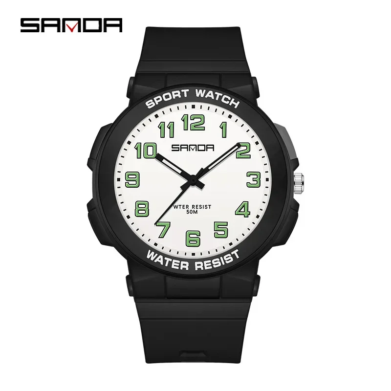 SANDA-Montre à quartz étanche pour garçon et fille, montre-bracelet pour étudiant, bracelet en silicone, sports de plein air, simple, Shoe, mode 6123