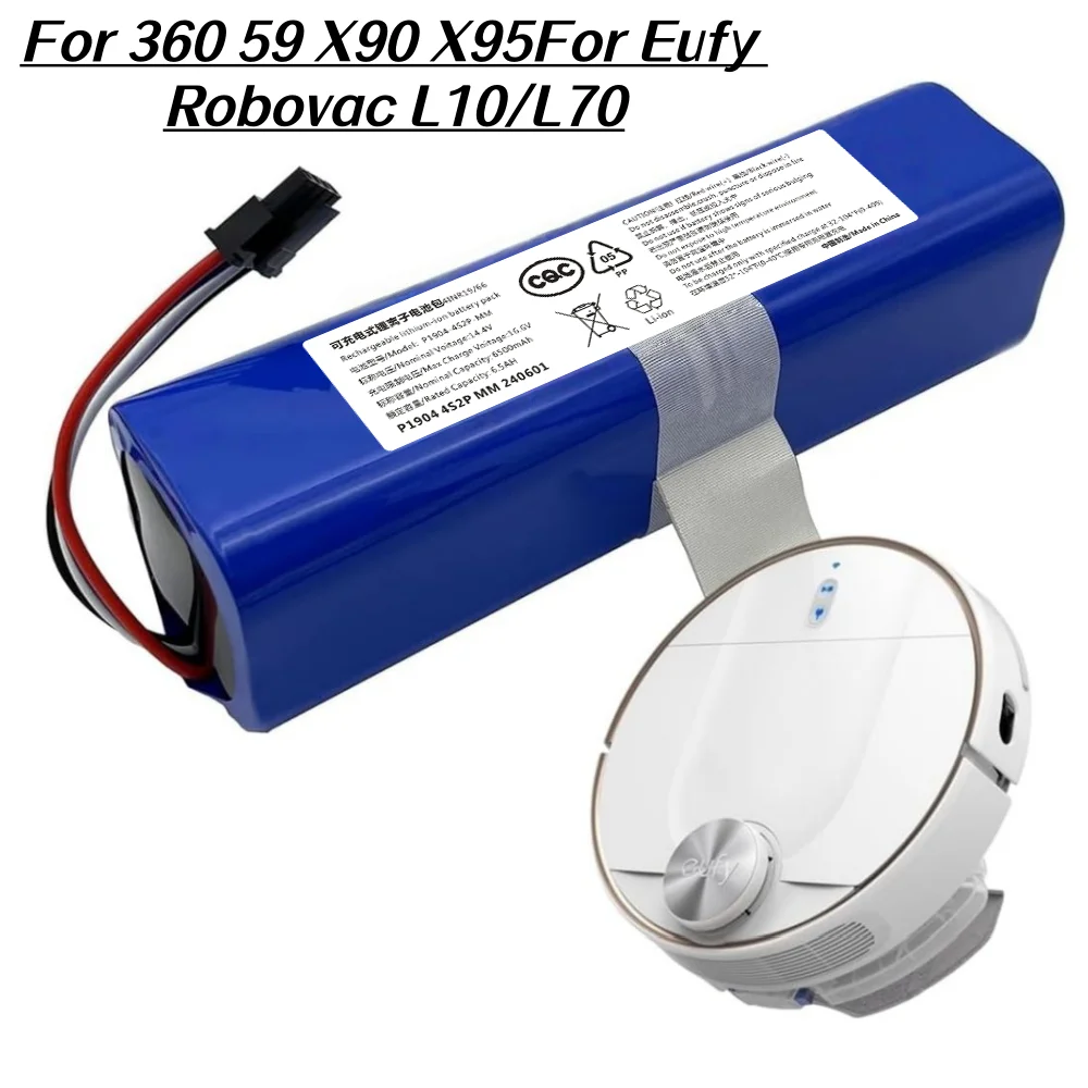 

14.4V 6500mAh Replacement Battery for Eufy Robovac L70 Hybrid, T2190, T2190G21, Battery Compatible with 360 S9, X90, X95.