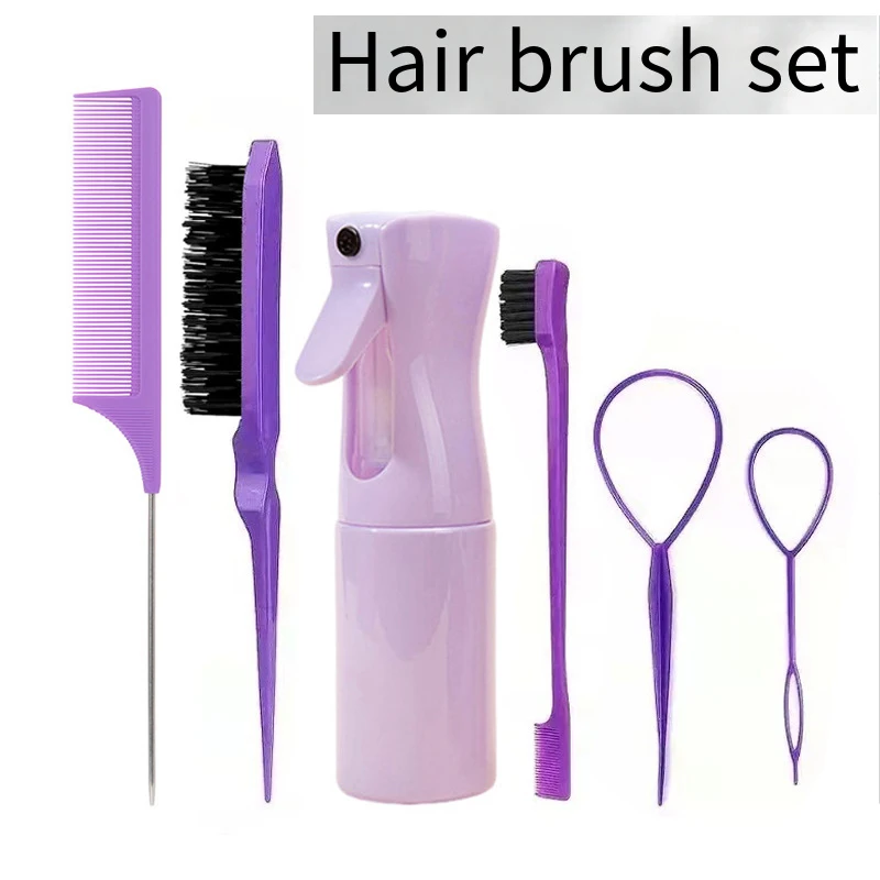 6pcs/Set Hair Styling Comb Spray Bottle Professional Hairdressing Comb Set Hair Brsuh All Hair Types and Styles Barber Salo