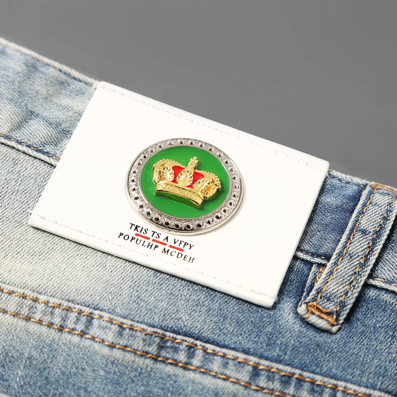 High end trendy printed jeans for men in summer, fashionable, slim fit, elastic, personalized, light luxury pants